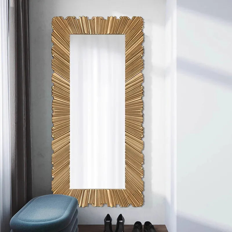 Afralia™ Modern Golden Irregular Wall Mirror Ornament for Living Room and Bathroom