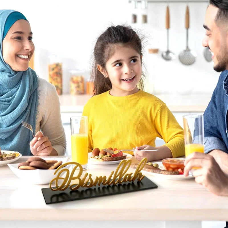 Bismillah Eid Mubarak Table Sign by Afralia™ - Islamic Ramadan Decor & Party Favor
