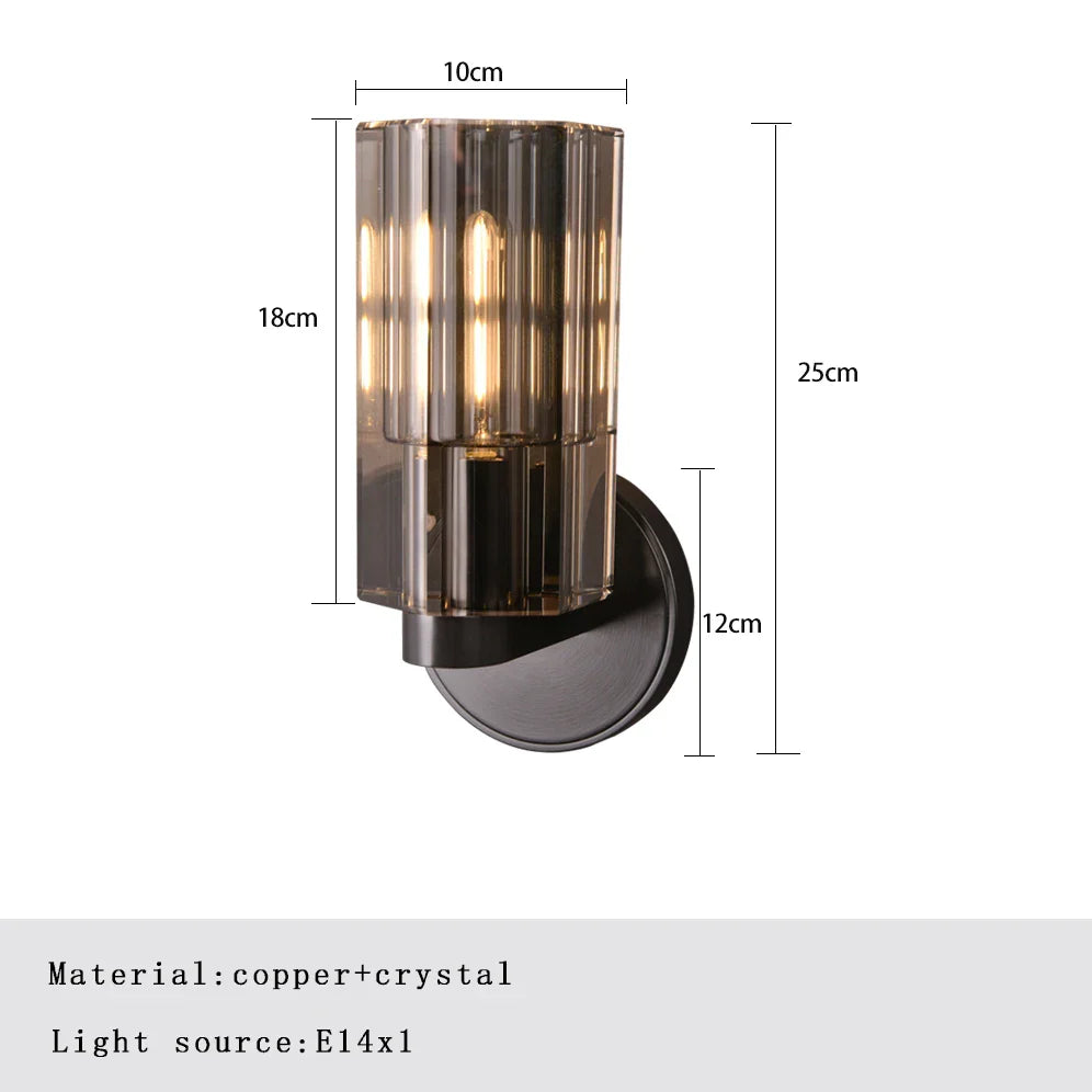Afralia™ Bronze Copper Crystal Sconce Wall Lamps for Living Room & Bedroom