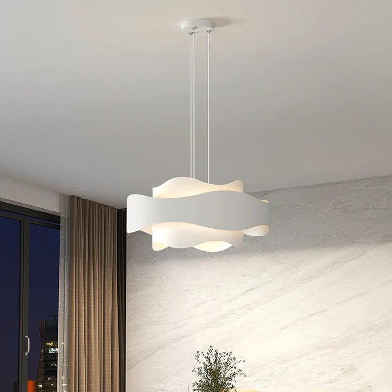 Afralia™ White Acrylic Art LED Chandelier with Adjustable Cord for Living Room, Kitchen, Bedroom