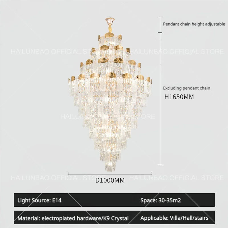 Afralia™ Spiral Staircase Chandelier: Modern Crystal Light for High Livingroom