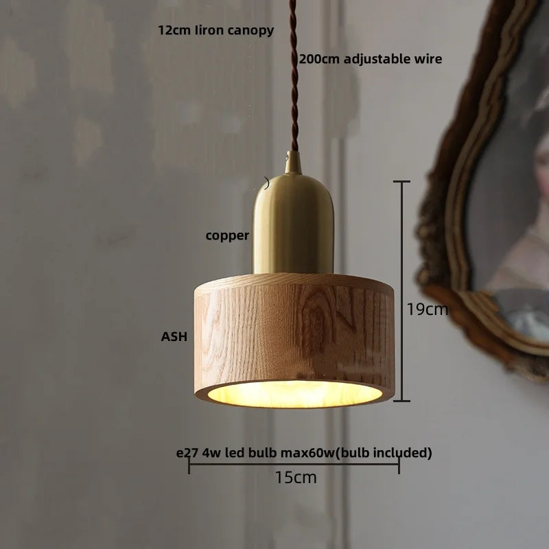 Afralia™ Walnut Wood LED Pendant Light Fixture: Japan Style Hanging Lamp for Bedroom and Living Room