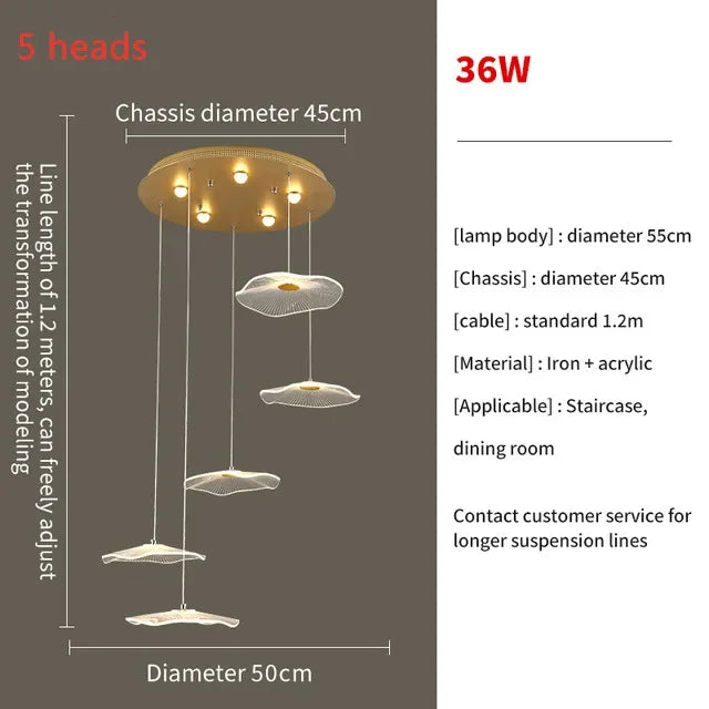 Afralia™ Nordic Lotus Leaf Chandelier for Modern Living Spaces