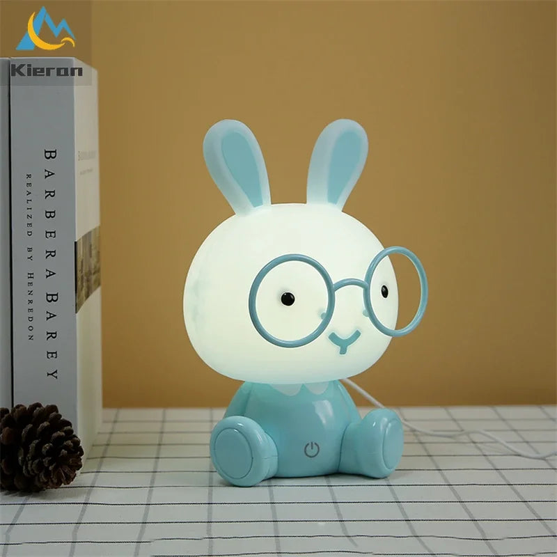 Afralia™ Rabbit LED Night Light for Kids' Room Decor Touch Switch Floor Lamp