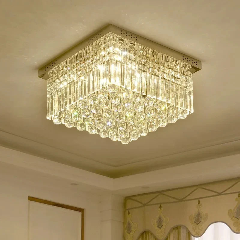 Afralia™ Crystal LED Ceiling Lamp for Luxurious Villa Living Room and Bedroom Home Decor