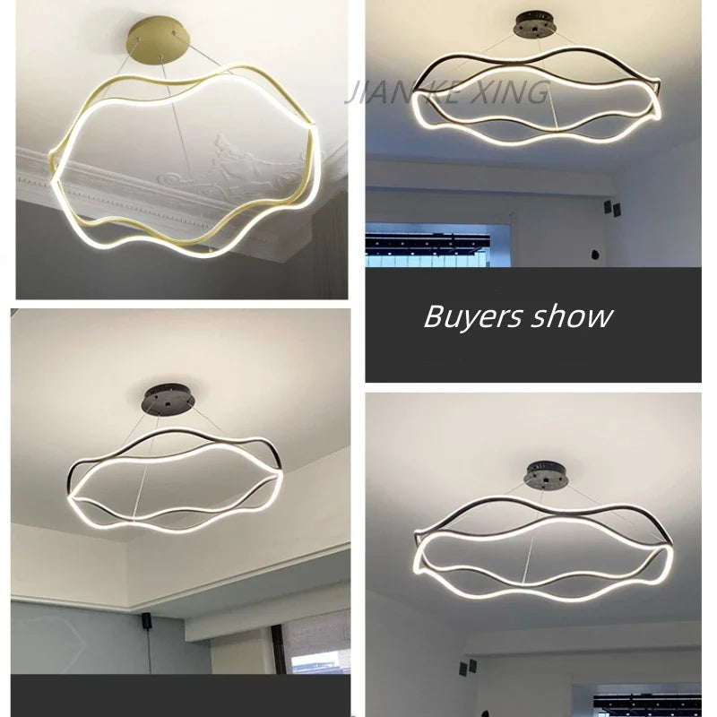 Afralia™ Wavy Shape LED Aluminum Suspension Lamp for Kitchen Dining Living Room