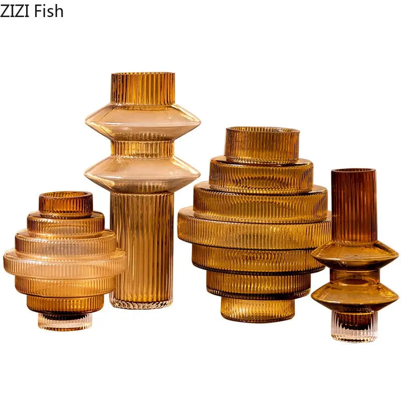 Afralia™ Tower Glass Vase Hydroponics Flowers Pots Modern Desk Floral Arrangement Decor