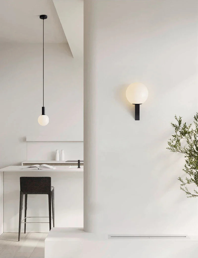 Afralia™ Nordic Design Black White Pendant Lights Modern Minimalist G9 LED Bedside Wall Lamp