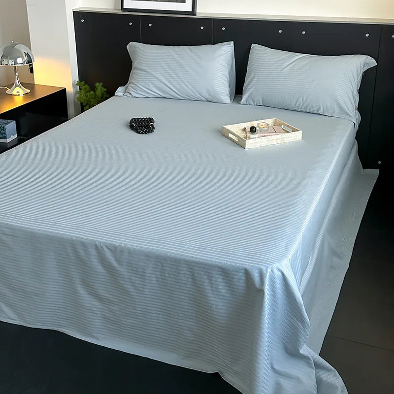 Afralia™ Luxe Cotton Satin Stripe Bed Sheet Set with 2 Pillowcase