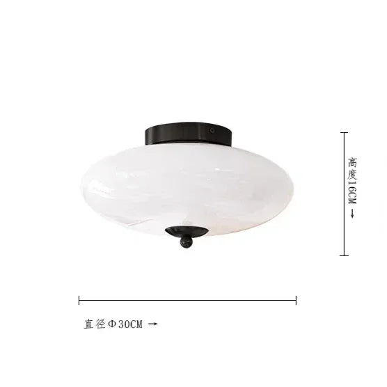 Afralia™ Cream White Glass Ceiling Lamp | LED Bauhaus Dining Room Decor