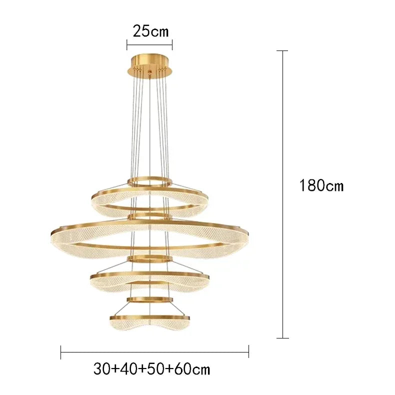 Afralia™ Modern LED Ring Stairs Pendant Chandeliers for Living & Dining Room Lighting