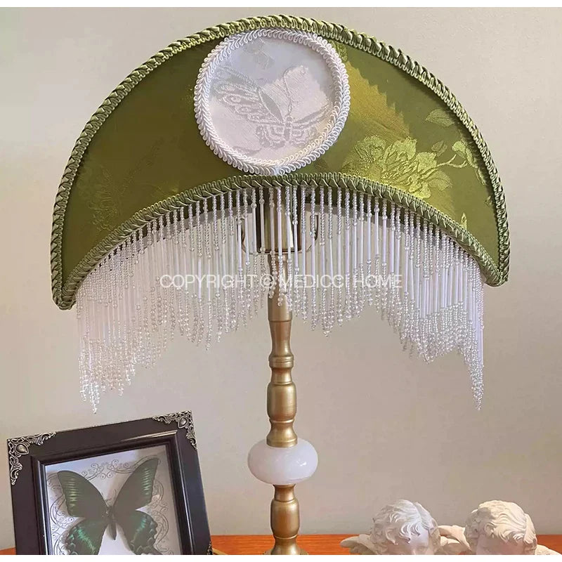 Afralia™ Crescent Moon Lampshade with Tassels - Victorian Style Medieval Desk Light Cover