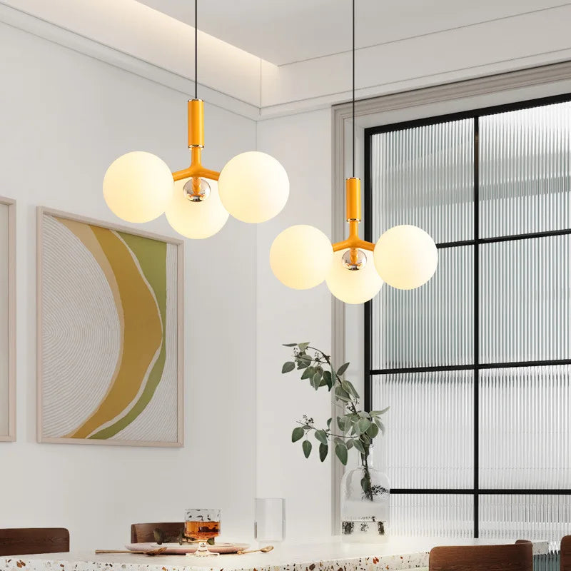 Nordic White Glass Pendant Lamp For Restaurant Kitchen Bedside Lighting G9 Bulb White Green Yellow Gray Metal Afralia™