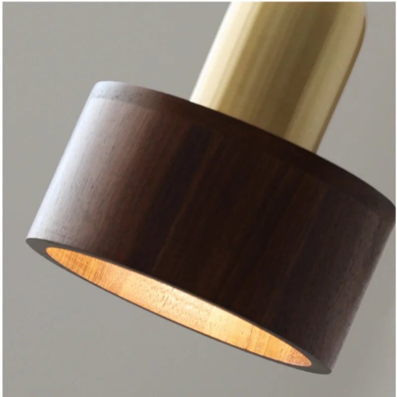 Afralia™ LED Hanging Lamp Copper Walnut Wood Pendant Light