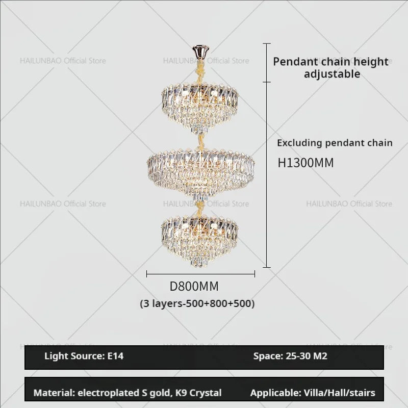 Afralia™ Crystal Living Room Chandelier: Modern Luxury High-Rise Villa Personality Creative Hotel Décor