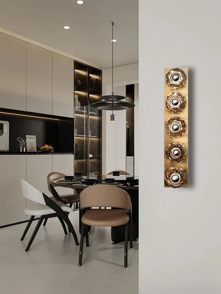 Afralia™ Crystal Wall Lamp Bronze Chrome Sconce Lights for Vintage Living Room