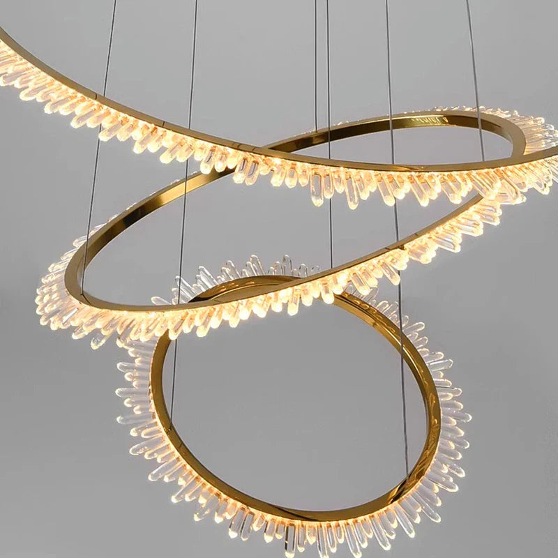 Afralia™ Crystal Chandelier Stair Pendant Lamp for Modern Home Decoration & Living Room Lighting