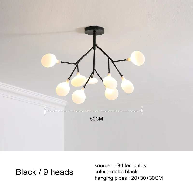 Afralia™ Modern Luxury Firefly Chandelier | Black Pendant Light for Living Room, Restaurant, Bedroom