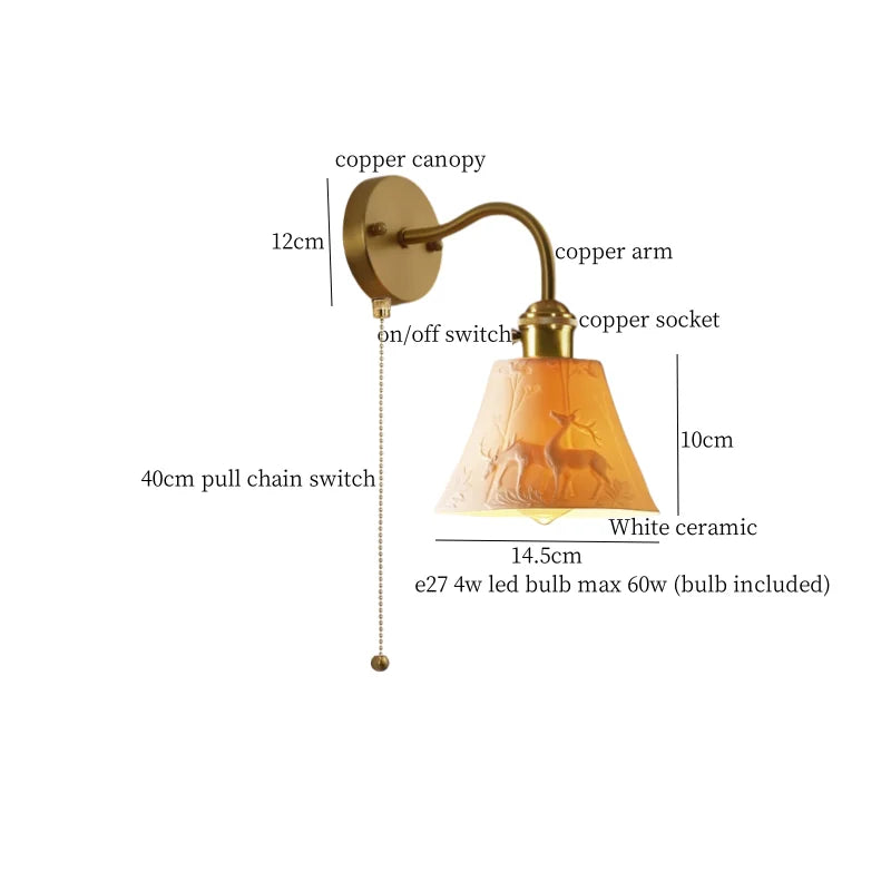Afralia™ Ceramic LED Wall Sconce - Vintage White, Nordic Minimalism