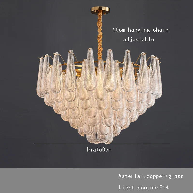 Afralia™ Elegant Glass Chandelier Lighting for Home Dining Room Decor