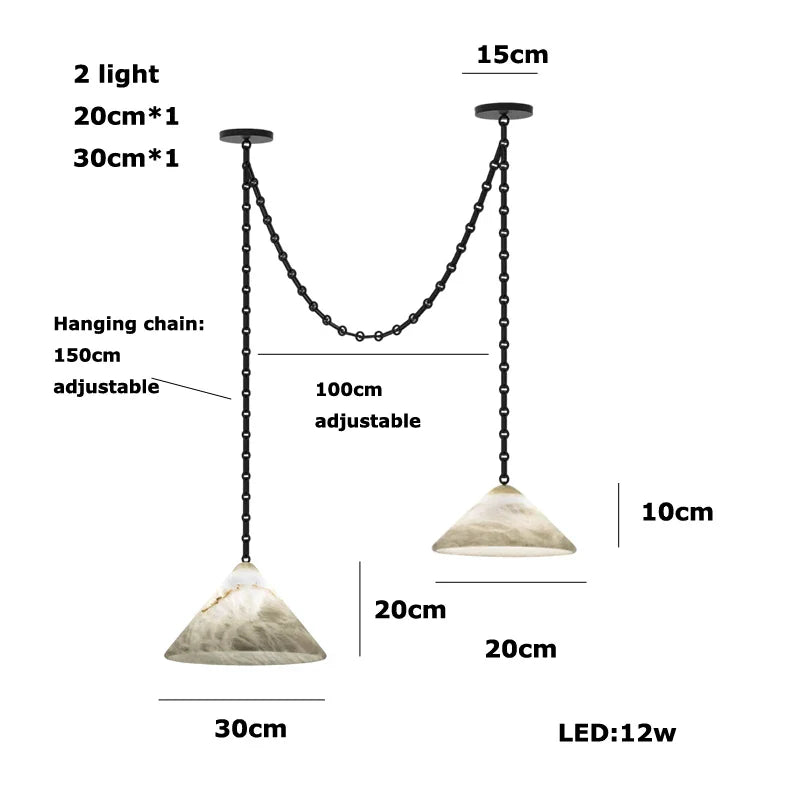 Afralia™ Gold Black Pendant Chain LED Lucite Chandelier - Indoor Bedroom Ceiling Light Fixtures