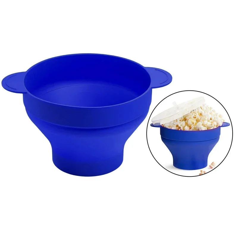 Afralia™ Silicone Popcorn Maker Bowl with Lid - High Quality Kitchen Tools