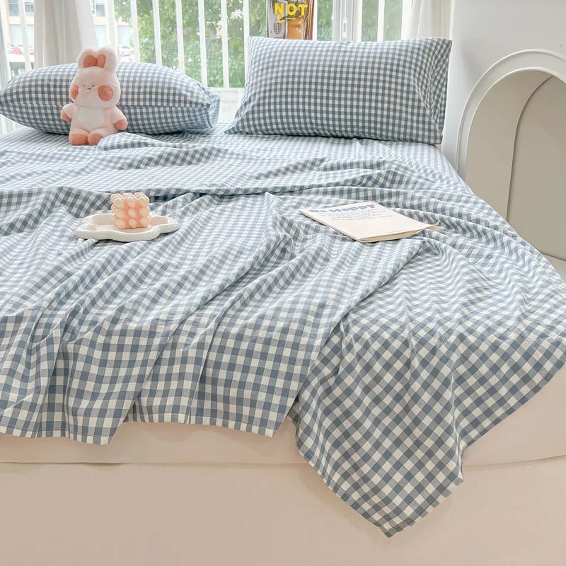 Afralia™ Checkered Single Bed Sheet - Skin-Friendly and All Seasons Bed Linen