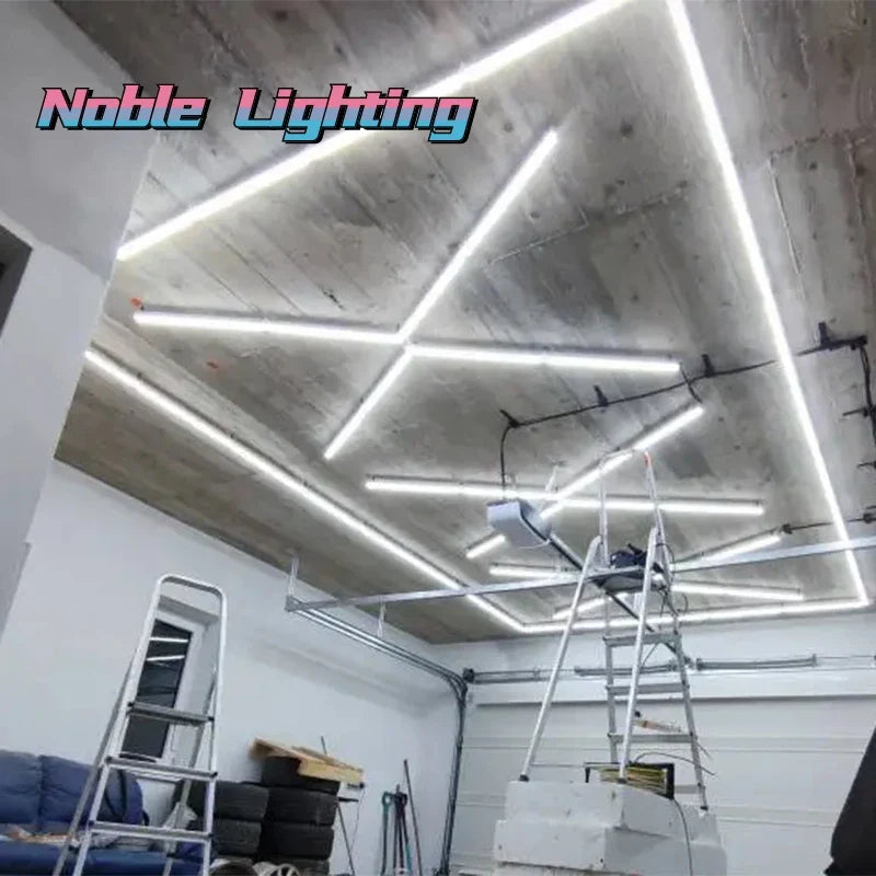 Afralia™ Hexagon LED Garage Ceiling Light for Auto Repair Workshop, Customizable 4.8M Size