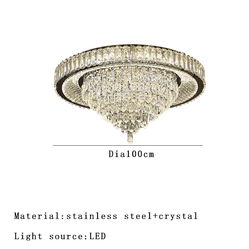 Afralia™ Cone Crystal Ceiling Chandelier - Stainless Steel Luxury Living Room Decoration