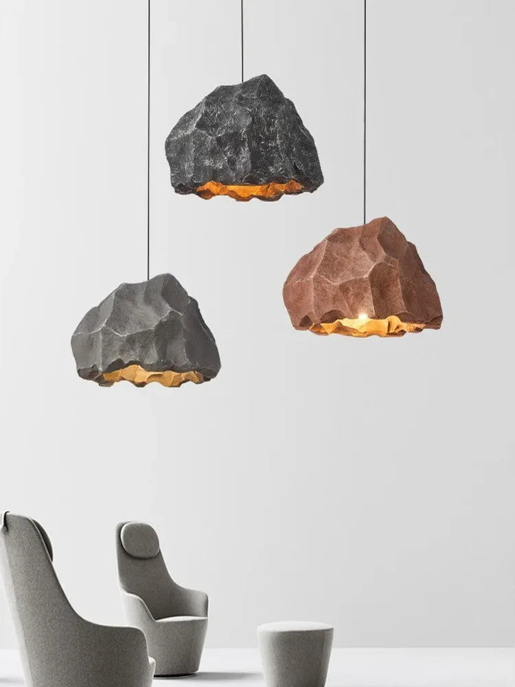 Afralia™ Rock Shape LED Chandelier - Nordic Resin Pendant Lamp for Living Room