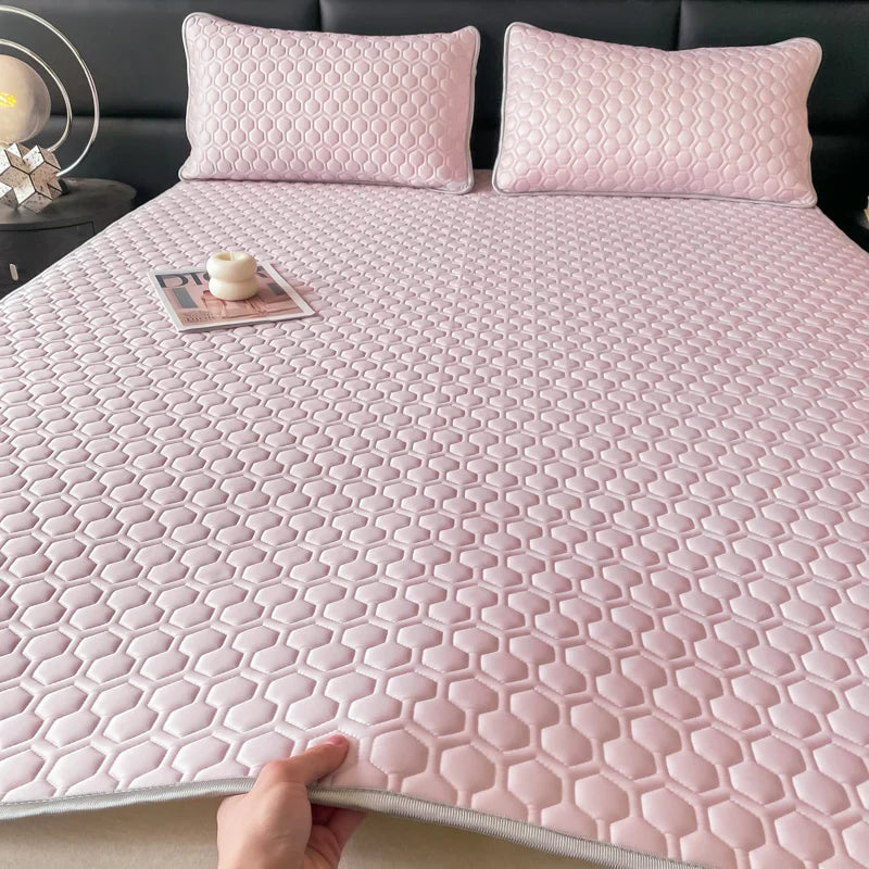 Afralia™ Cool Latex Filled Bed Sheet Set with Ice Silk Cooling Mat & Pillowcases