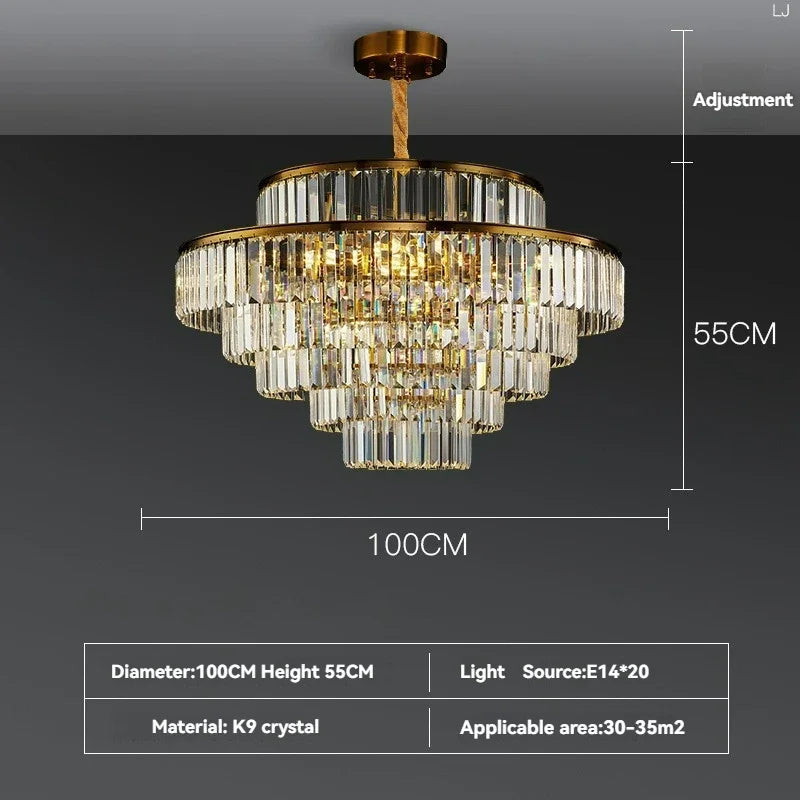 Afralia™ Round Crystal Chandelier for Living Room, Bedroom, Kitchen Island & Villa Décor