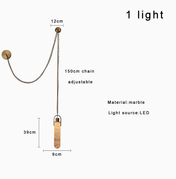 Afralia™ Marble Chain Pendant Lights: Adjustable Home Decoration Alabaster Lighting for Living Room
