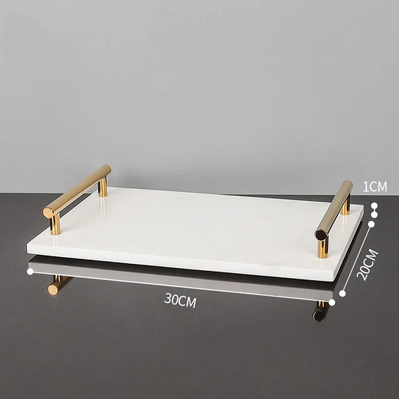 Afralia™ Volakos White Marble Bathroom Set with Golden Accents