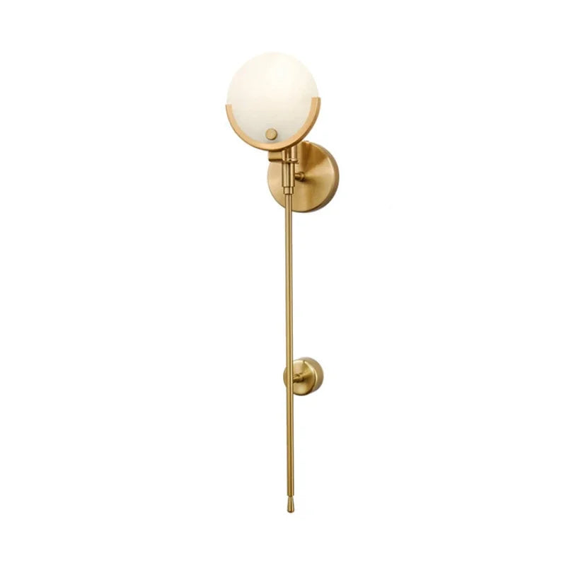 Afralia™ Gold Marble Copper Wall Lamp Modern Minimalist Bedside LED Light