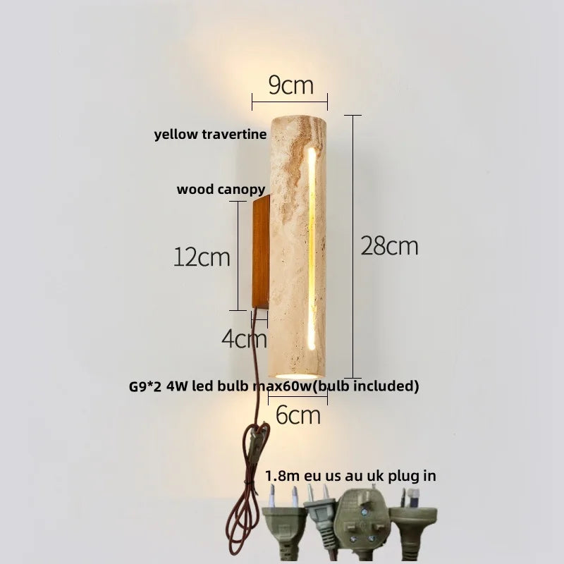 Afralia™ LED Wall Lights for Dining Room Stair Bedroom Stone Terrazzo Wood - Wabi Sabi Aesthetic