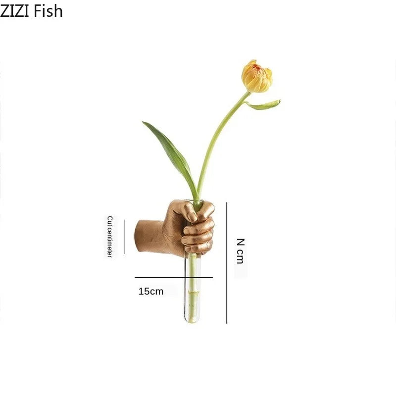 Afralia™ Glass Wall Vases Set Minimalist Decor Green Dill Hydroponic Flower Pot