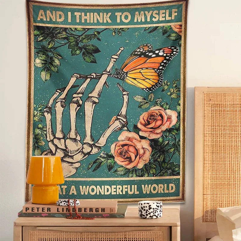 Afralia™ Skeleton Hand Tapestry Wall Hanging for Psychedelic Aesthetic Bedroom Decor