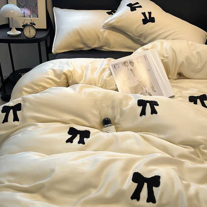 Afralia™ Butterfly Embroidered Ice Silk Bedding Sets - Cooling Duvet Cover Kit