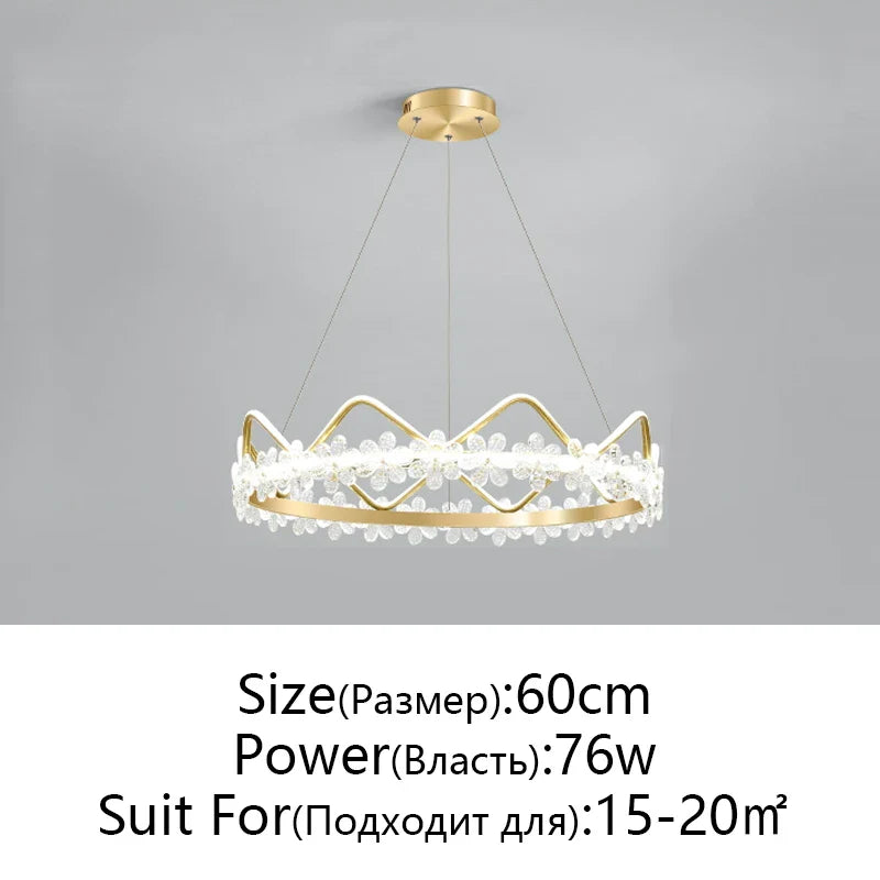 Afralia™ Crystal Flower Ring Chandelier for Modern Living and Bedroom