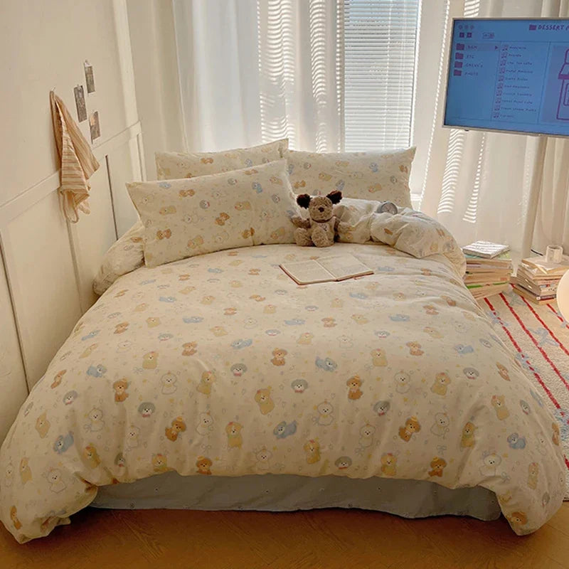 Afralia™ Cartoon Printed Cotton Bedding Set - Soft, Skin-Friendly Duvet Cover
