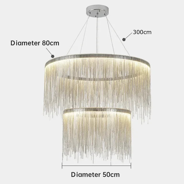 Afralia™ LED Aluminum Tassel Chandelier: Modern Waterfall Pendant Light for Living Room, Hotel, Hall