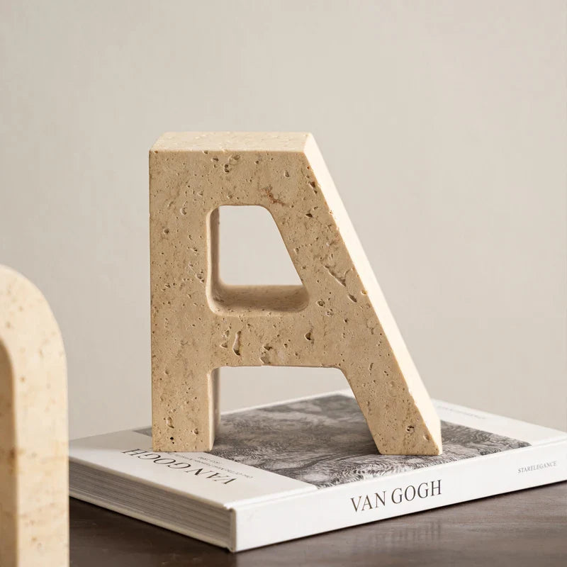 Afralia™ Marble Bookends with A-U Alphabet Design - Heavy Duty Shelf Decor