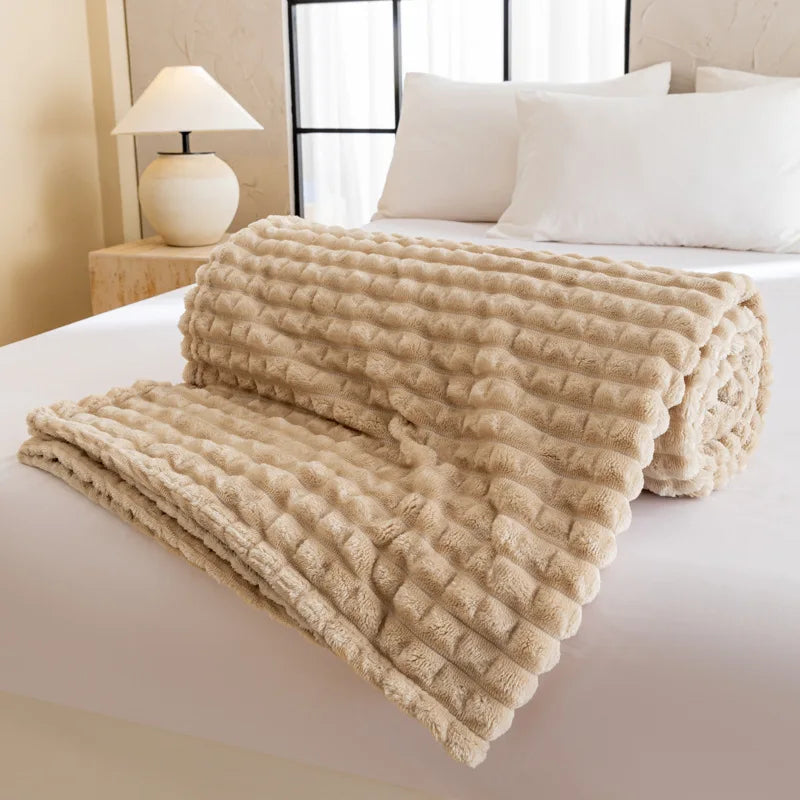 Afralia™ Nordic Flannel Checkered Blanket, Soft Queen King Size Sofa Decoration