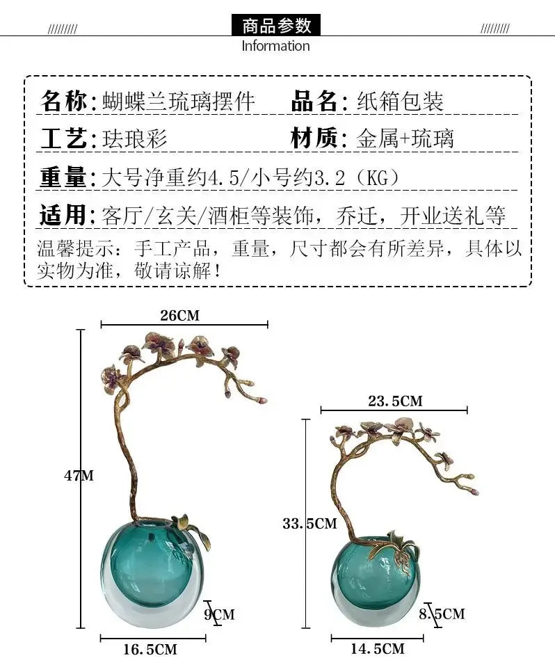 Afralia™ Luxury Enamel Glass Home Decoration: New Chinese Style Handmade Crafts