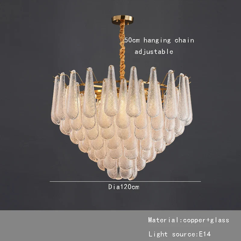 Afralia™ Elegant Glass Chandelier Lighting for Home Dining Room Decor