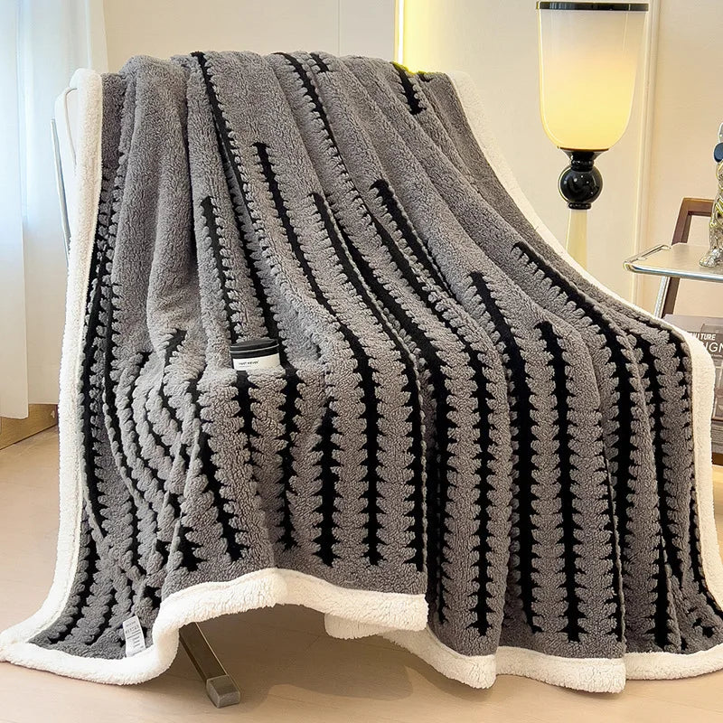 Afralia™ Jacquard Blanket: Winter Thickened Lamb Wool Nap Shawl for Living Room