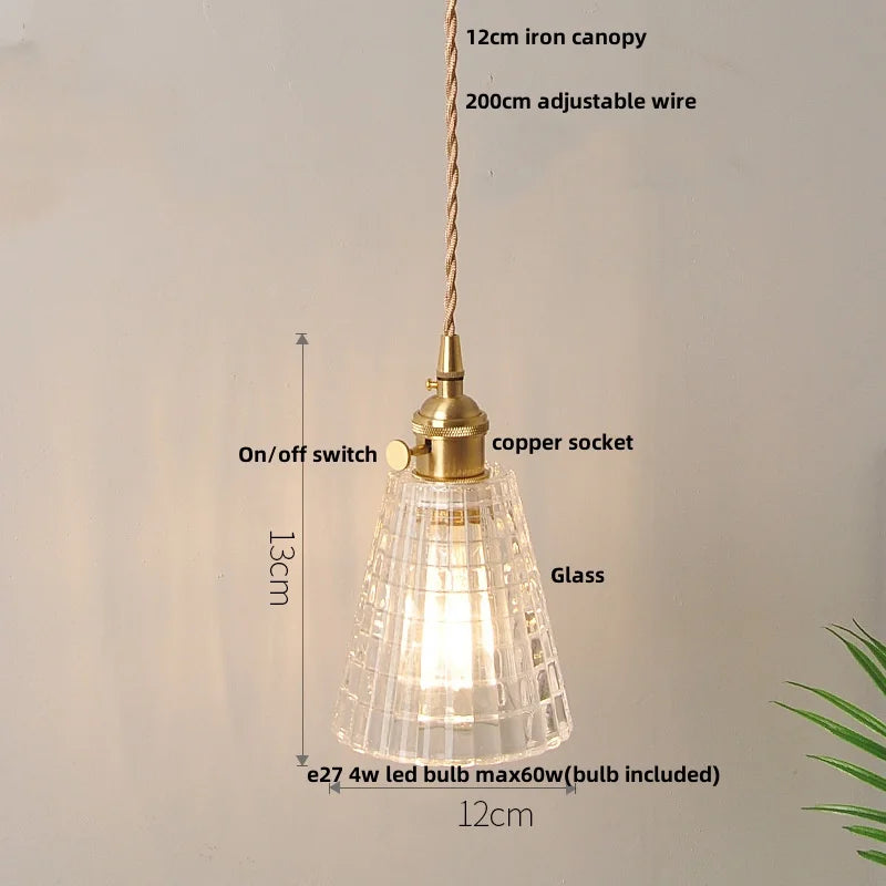 Afralia™ LED Pendant Lamp with Adjustable Wire, Copper Socket, Walnut Wood, Green Glass