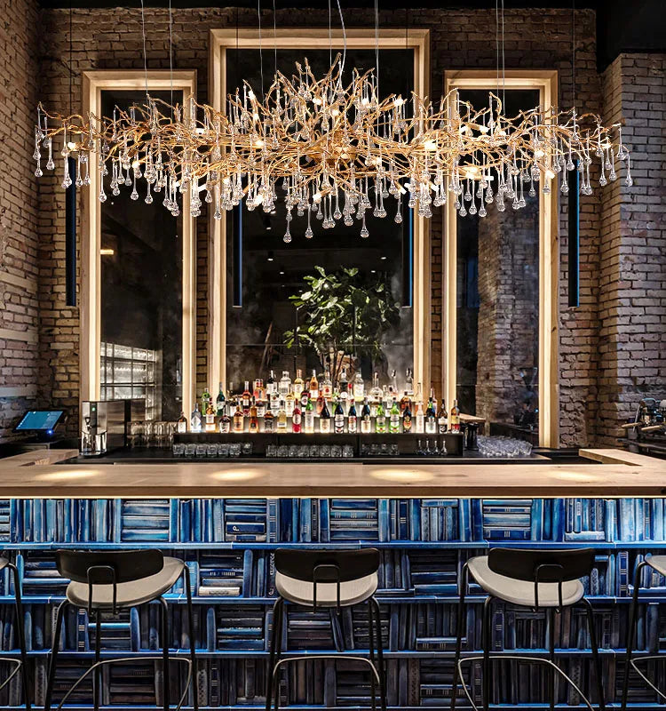 Afralia™ French Crystal Chandelier for Dining Room: Elegant Copper Branch Ceiling Light