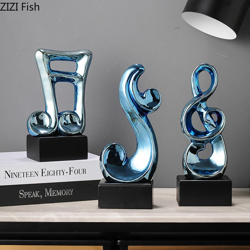 Afralia™ Musical Note Ceramic Statue Desk Decoration - Room Aesthetic Decor
